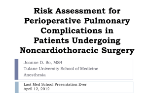 Risk Assessment for Perioperative Pulmonary Complications in