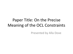 Paper Title: On the Precise meaning of the OCL Constraints