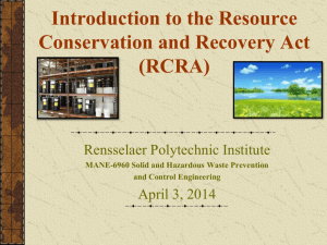 Guest Speaker Ross Bunnell Presentation "Introduction to RCRA"