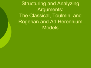 Structuring Arguments: The Classical, Toulmin, and Rogerian Models