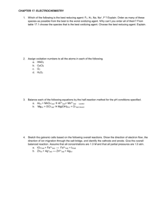 CHAPTER 17: ELECTROCHEMISTRY Which of the following is the