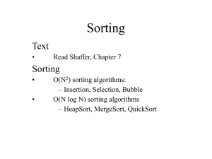 Sorting: Topological, Insertion, Selection, Bubble