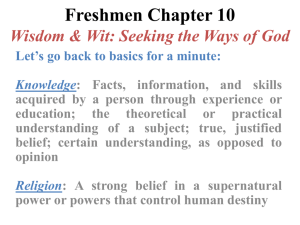 Freshmen Chapter 10 Wisdom & Wit: Seeking the Ways of God