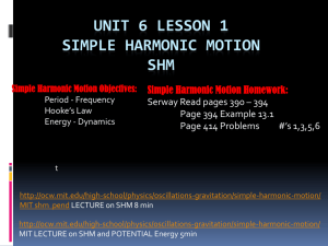 Unit 6 Lesson 1 Simple Harmonic Motion SHM - science-b