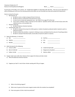 Stoichiometry Practice Worksheet