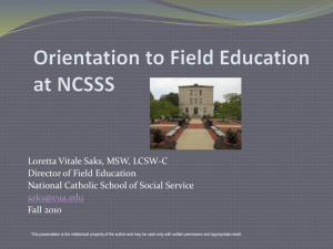 Field Instructors* Orientation - National Catholic School of Social