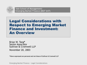 legal considerations with respect to emerging market finance