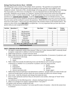 Biology Final Exam Review Sheet – HONORS