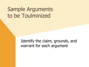 Sample Toulmin Arguments