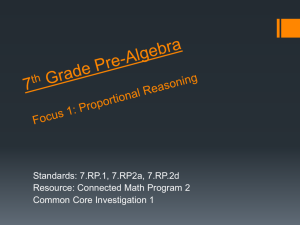7th Grade Pre-Algebra Focus 1: Proportional Reasoning