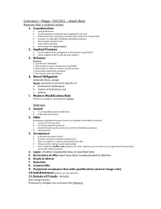 Contracts I – Maggs -Fall 2011 Attack Sheet