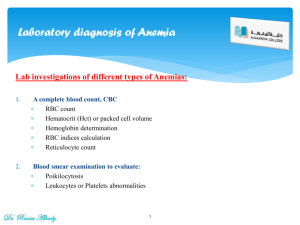 Lab investig. of Anaemia