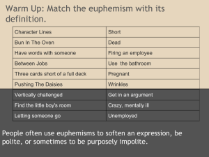 Warm Up: Match the euphemism with its definition.