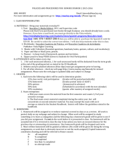 POLICIES AND PROCEDURES FOR HONORS SPANISH 2 2015