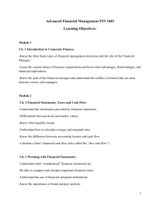 Learning Objectives FIN 3403