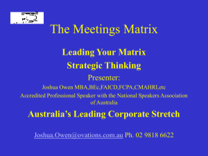 Joshua Owens - Leading Your Matrix Strategic Thinking