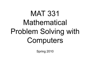 MAT 331 Mathematical Problem Solving with Computers