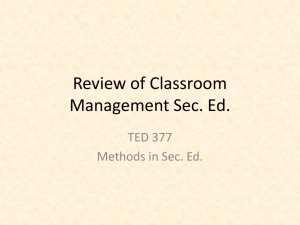 Review of Classroom Management Sec. Ed.