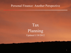 Tax Planning - Personal Finance