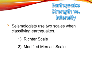 Earthquake Strength vs. Intensity