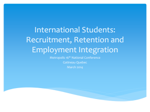 international students: recruitment, retention and