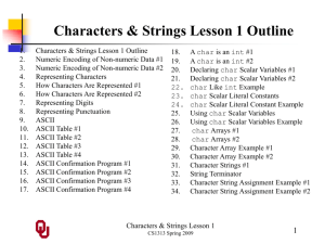 CS1313 Characters and Strings Lesson 1