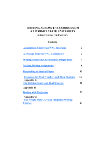 Writing Across the Curriculum at WSU, A Brief Guide for Faculty