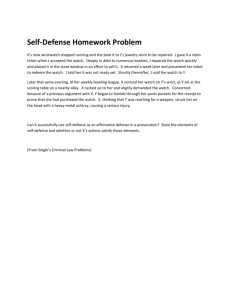 Self Defense Homework Problems