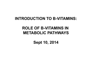 Lecture: B-vitamins and metabolism, part 1