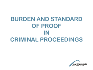 Burden and Standard of Proof in Criminal Proceedings