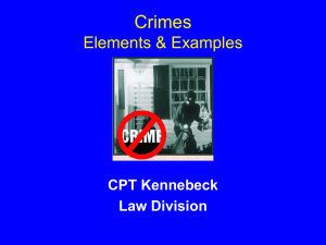 Crimes Elements, Parties and Defenses