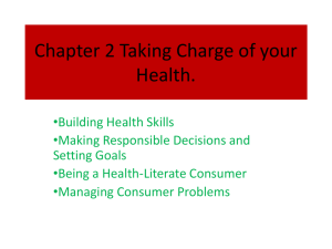 Chapter 2 Taking Charge of your Health.
