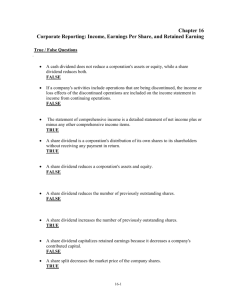 Chapter 16 Corporate Reporting: Income, Earnings