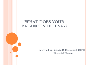 WHAT DOES YOUR BALANCE SHEET SAY?