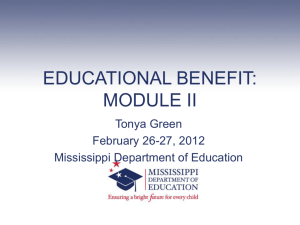 Educational Benefit: Module II - Mississippi Department of Education