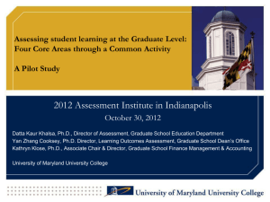 Assessing student learning at the Graduate Level: Four Core Areas