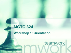 Workshop and Group Project Orientation