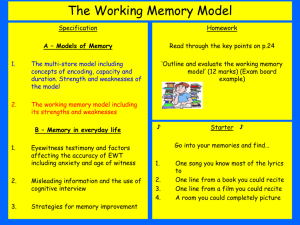 Lesson 5 - The Working Memory Model