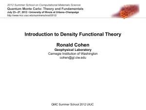 Introduction to Density Functional Theory Ronald Cohen
