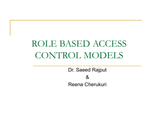 ROLE BASED ACCESS CONTROL MODELS