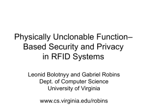 Physically Unclonable Function -Based Security and Privacy in RFID