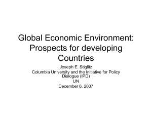 Global Economic Environment: Prospects for developing Countries