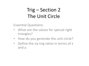 Trig #2 Special Triangles/Unit Circle
