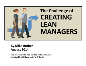 By Mike Rother - The Michigan Lean Consortium