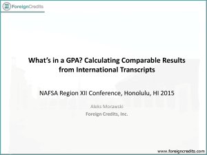 What's in a GPA? - Foreign Credits