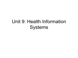 Unit 9: Health Information Systems