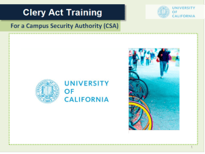 Clery Act Campus Security Authority Training PPT