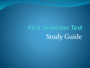 Study Guide - First Semester Test