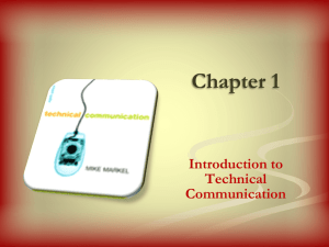 Chapter 1 Introduction to Technical Communication Who produces