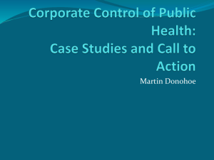 Corporate Control of Public Health: Case Studies and Call to Action